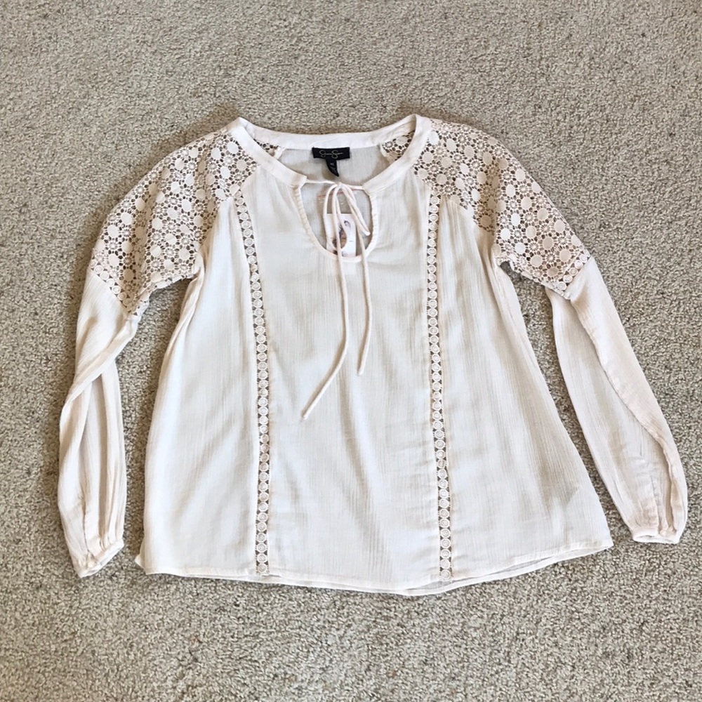 NWT, Jessica Simpson, Lace Trim Peasant Top! - Picture 4 of 8